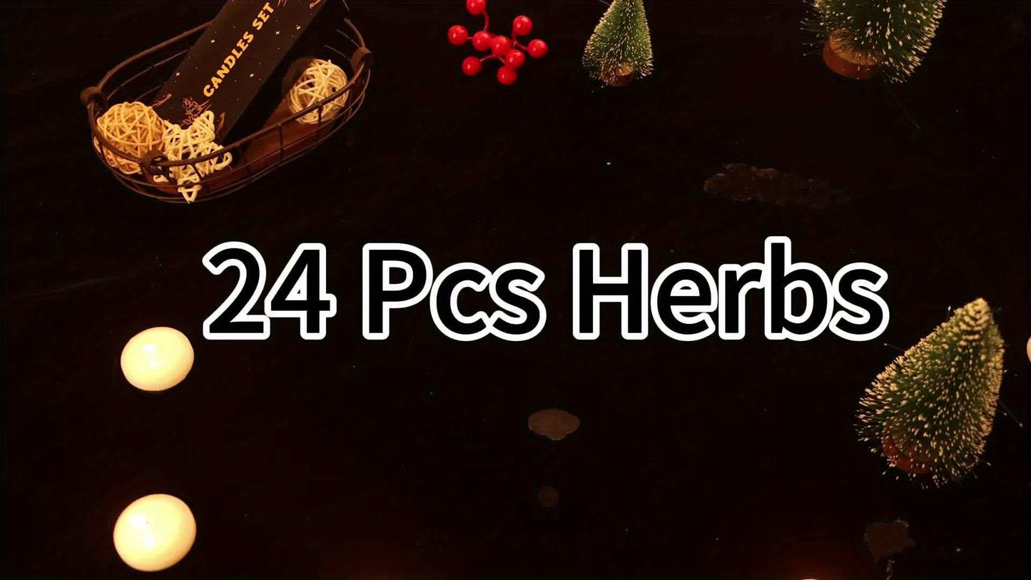 24pcs Dried Herbs Kit For Beginner Witchcraft Midnightt Light