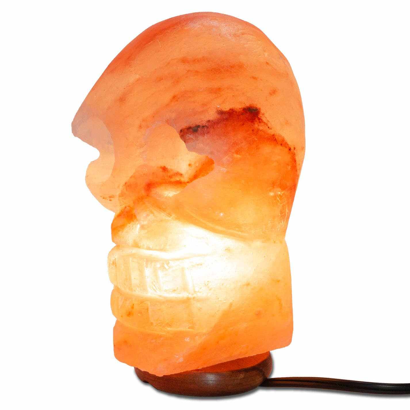 Skull Shaped Salt Lamp - 9.5" avg. - Cord, Bulb, Dimmer Sacred Crystals