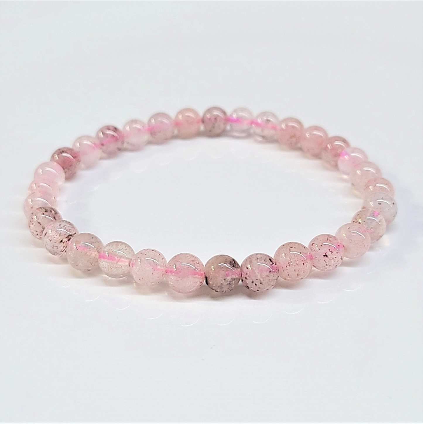 Strawberry Quartz Round Bead Bracelet - Soulmate Magnetism Sacred Crystals
