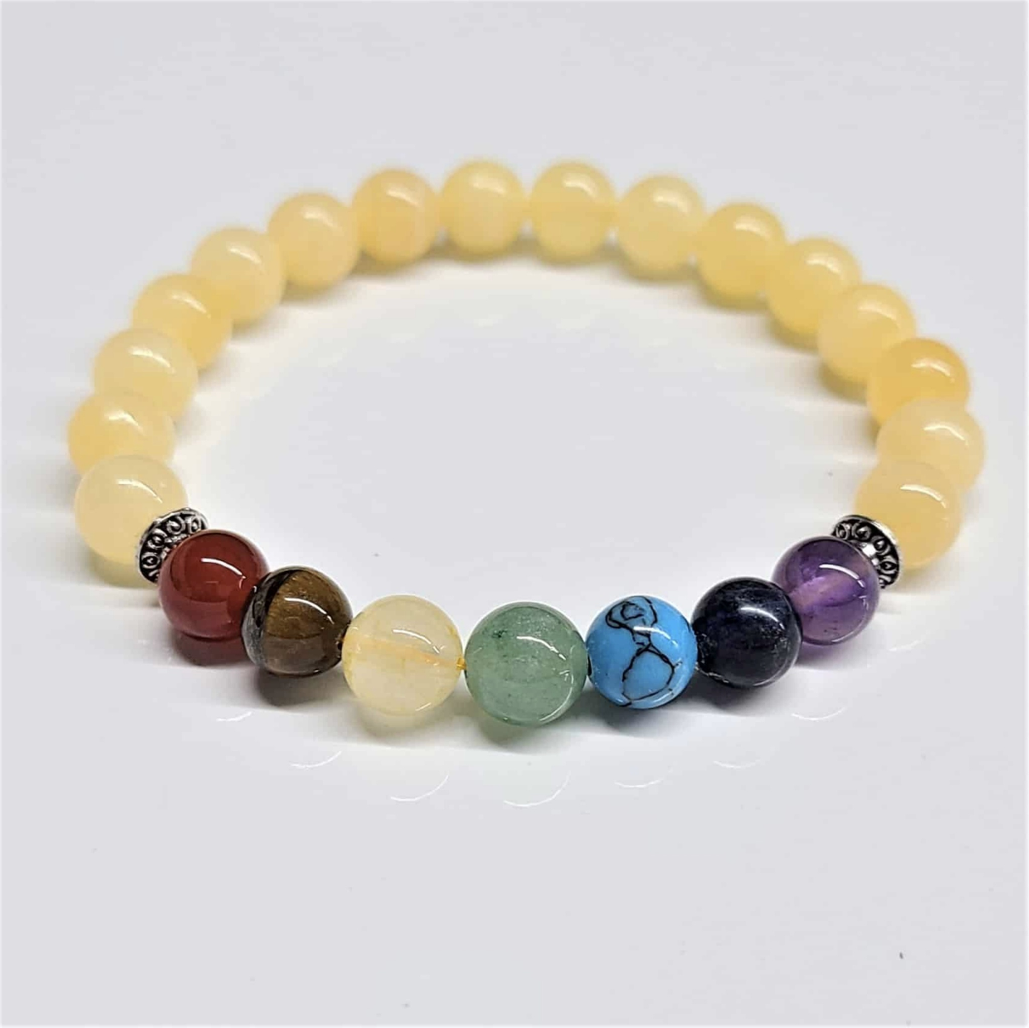 Yellow Jade Chakra Round Bead Bracelet 8mm - Joyful Fortune Sacred Crystals