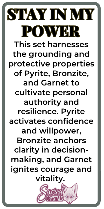 STAY IN MY POWER - Pyrite, Bronzite, Garnet Jewelry Set Sacred Crystals