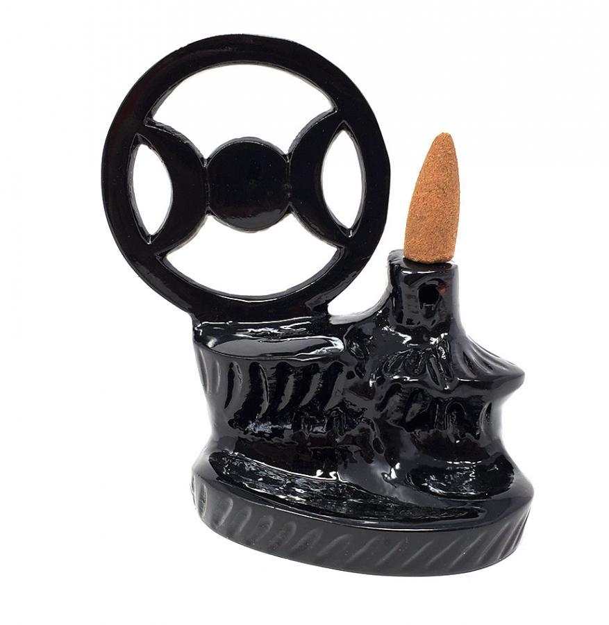 Triple Moon Backflow Waterfall Incense Burner Sacred Crystals