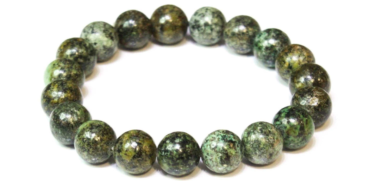 African Turquoise Round Bead Bracelet - Evolutionary Growth Sacred Crystals