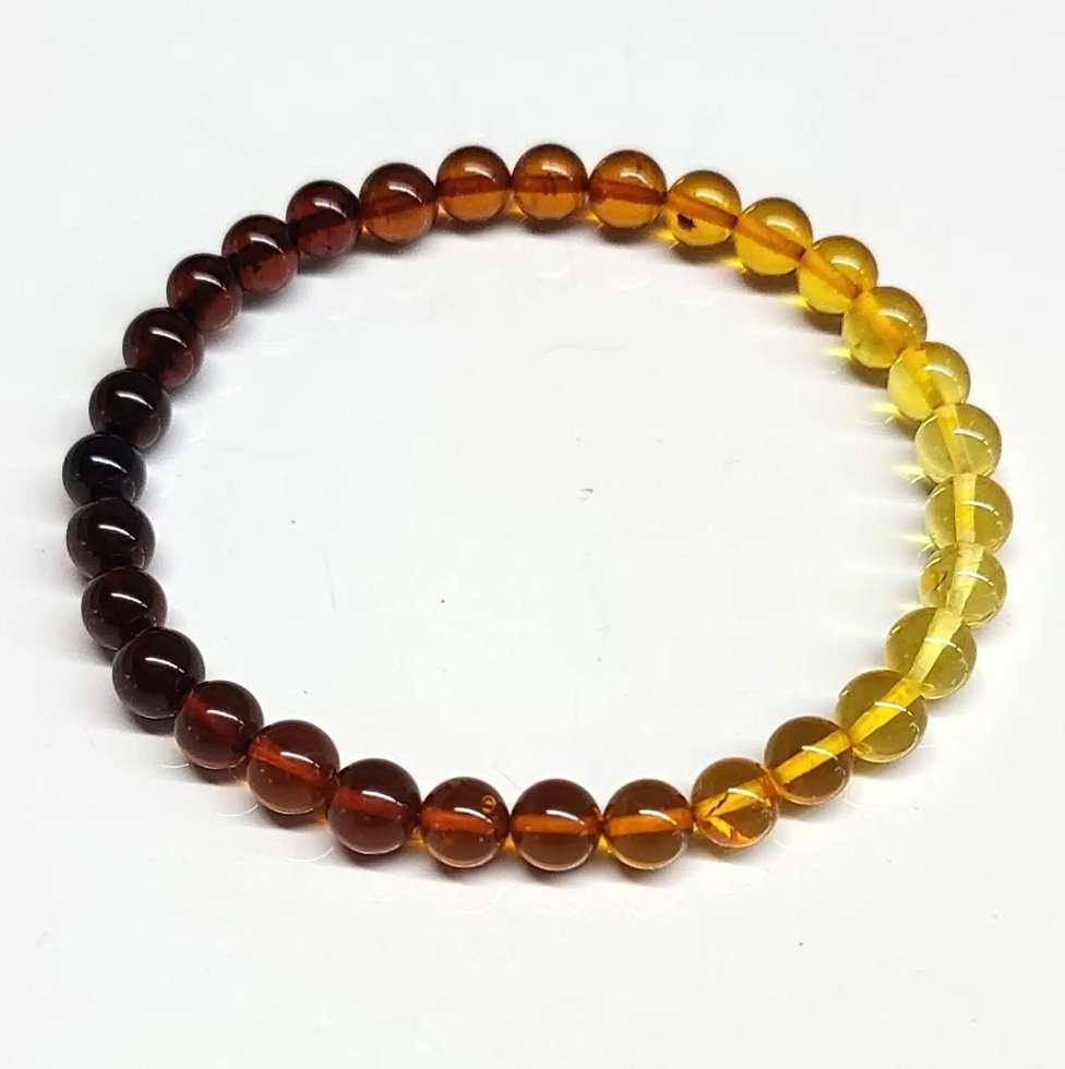 Amber Round Bead Bracelet 6mm - Ancient Release Sacred Crystals