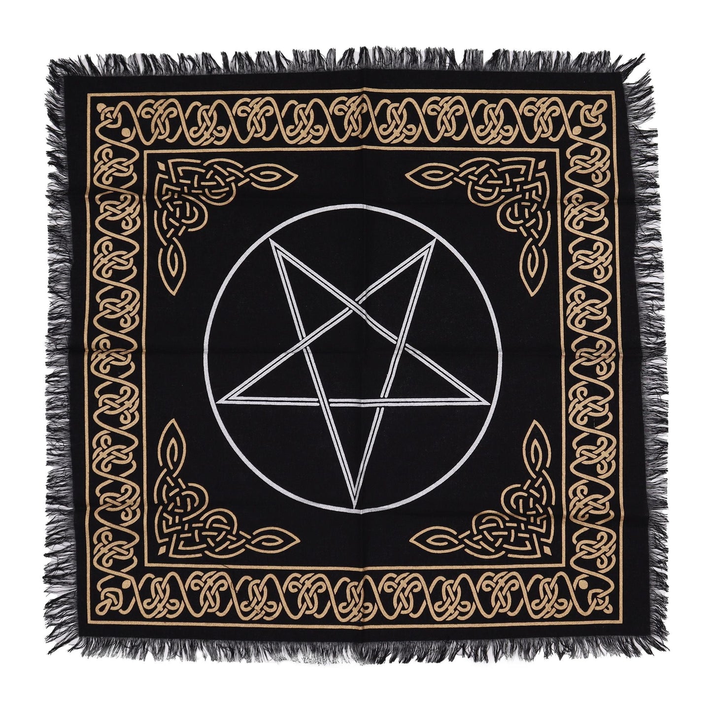 Esoteric Fringed Altar Cloth - Pentagon Midnightt Light