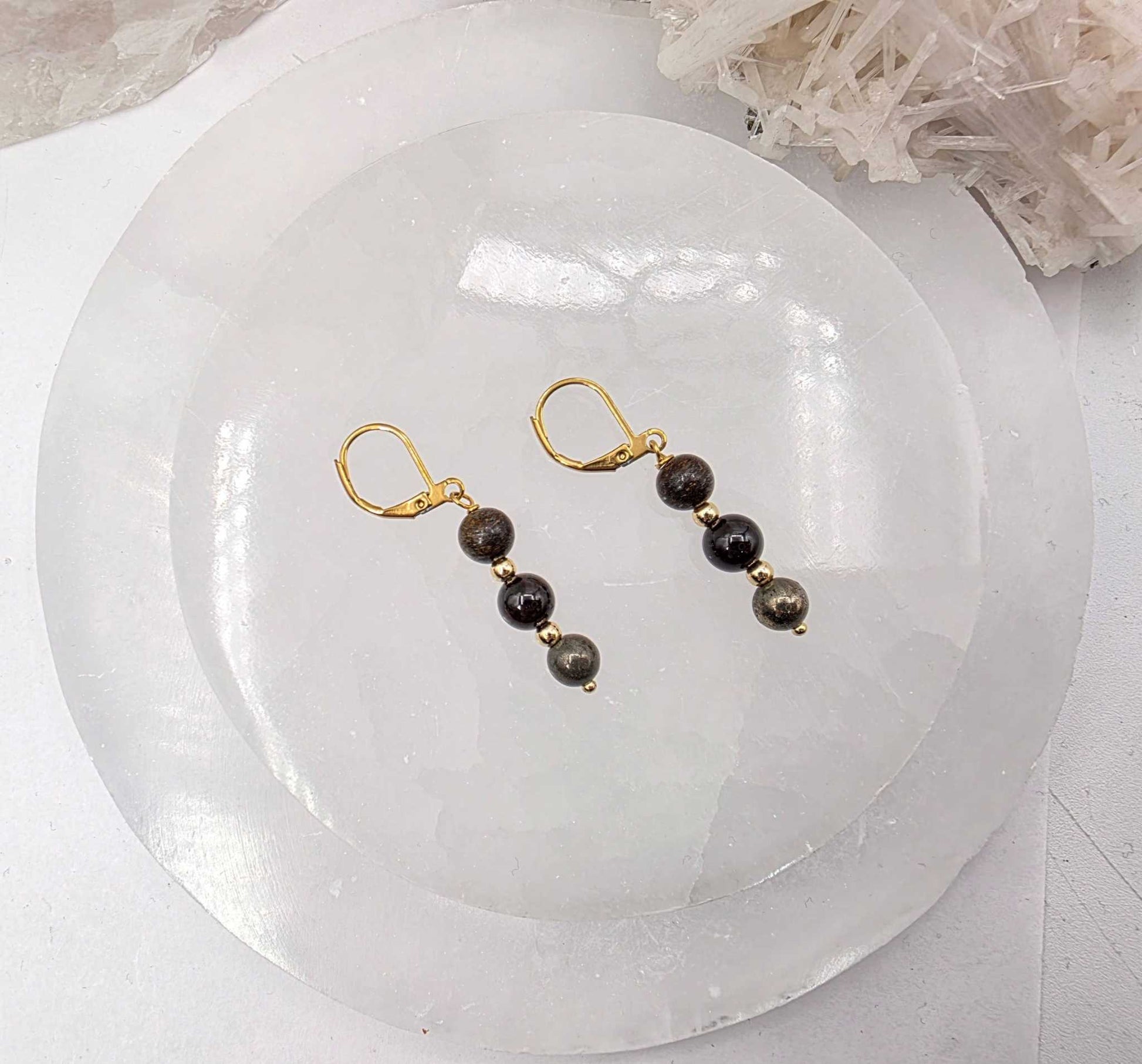 STAY IN MY POWER - Pyrite, Bronzite, Garnet Jewelry Set Sacred Crystals