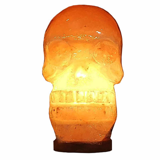 Skull Shaped Salt Lamp  - 9.5" avg. - Cord, Bulb, Dimmer Sacred Crystals