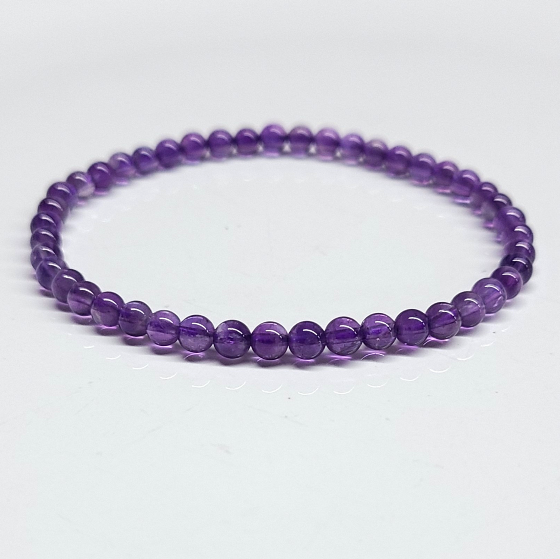 Amethyst Round Bead Bracelet - Spiritual Protection Sacred Crystals