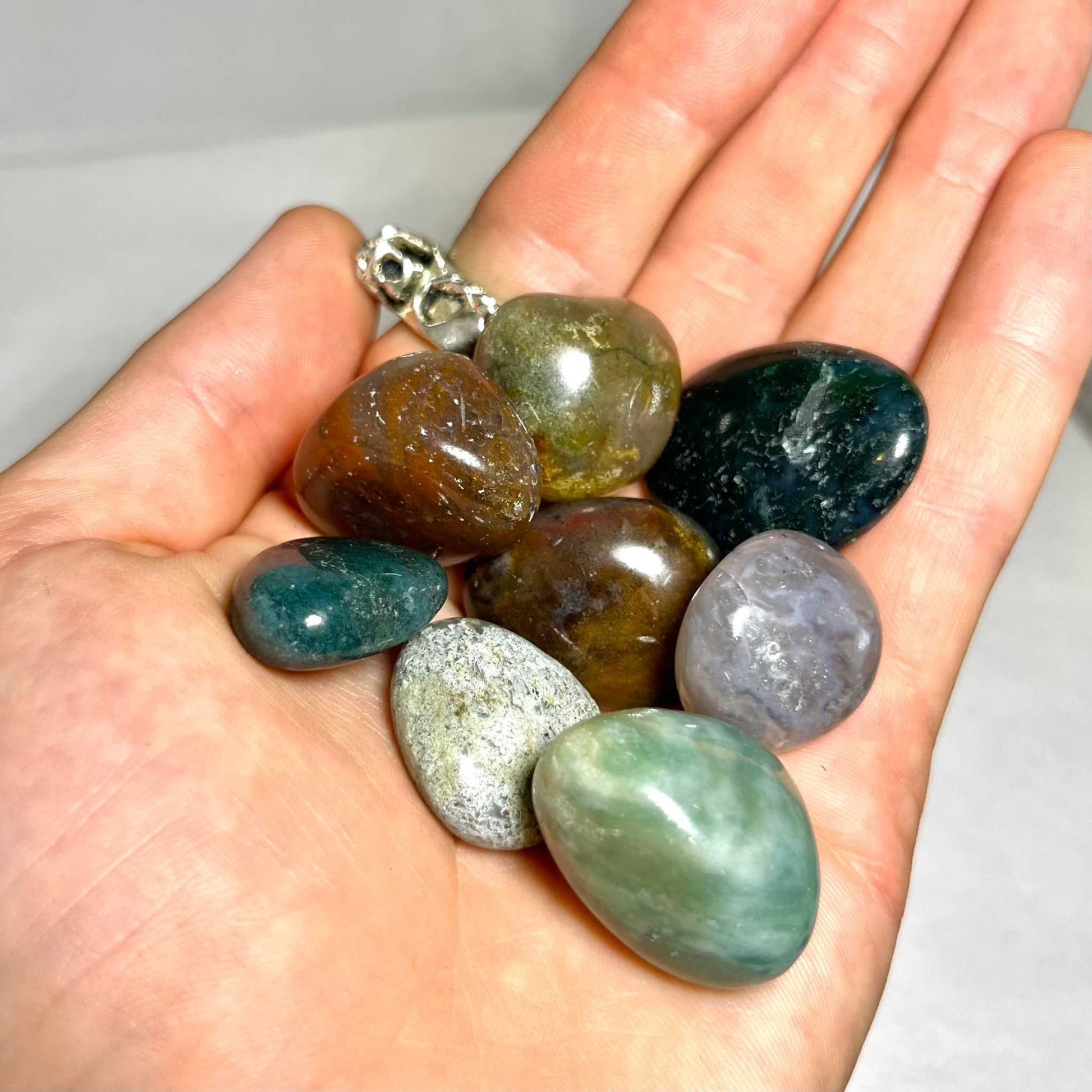 Moss Agate Tumbled Pocket Stone Sacred Crystals