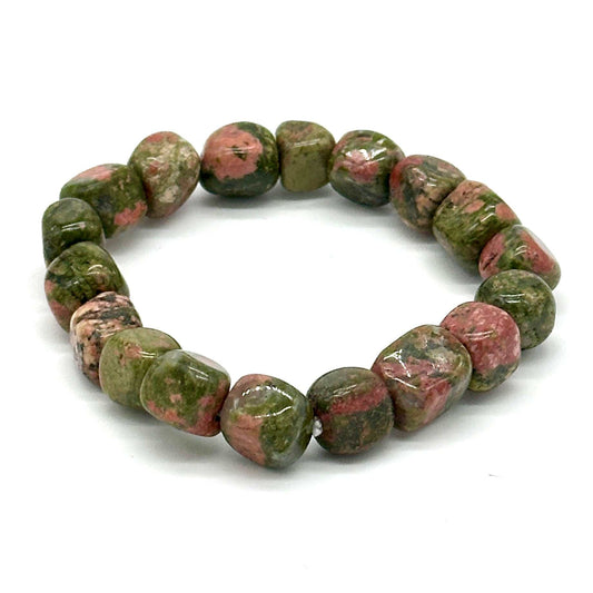 Unakite Natural Crystal Tumbled Gemstone Energy Stretch Bracelet Sacred Crystals