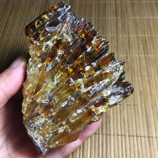 Natural Amber Calcite Crystal Clusters Midnightt Light