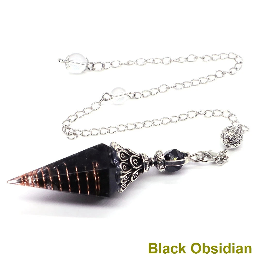 Healing Spiritual Divination Crystal Hexagonal Pointed Pendulums Midnightt Light