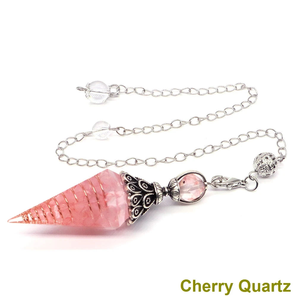 Healing Spiritual Divination Crystal Hexagonal Pointed Pendulums Midnightt Light
