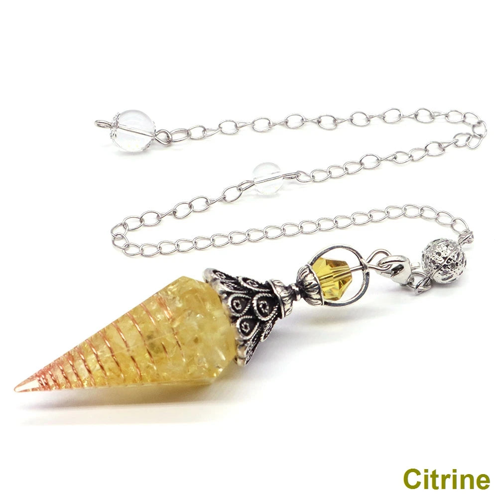 Healing Spiritual Divination Crystal Hexagonal Pointed Pendulums Midnightt Light