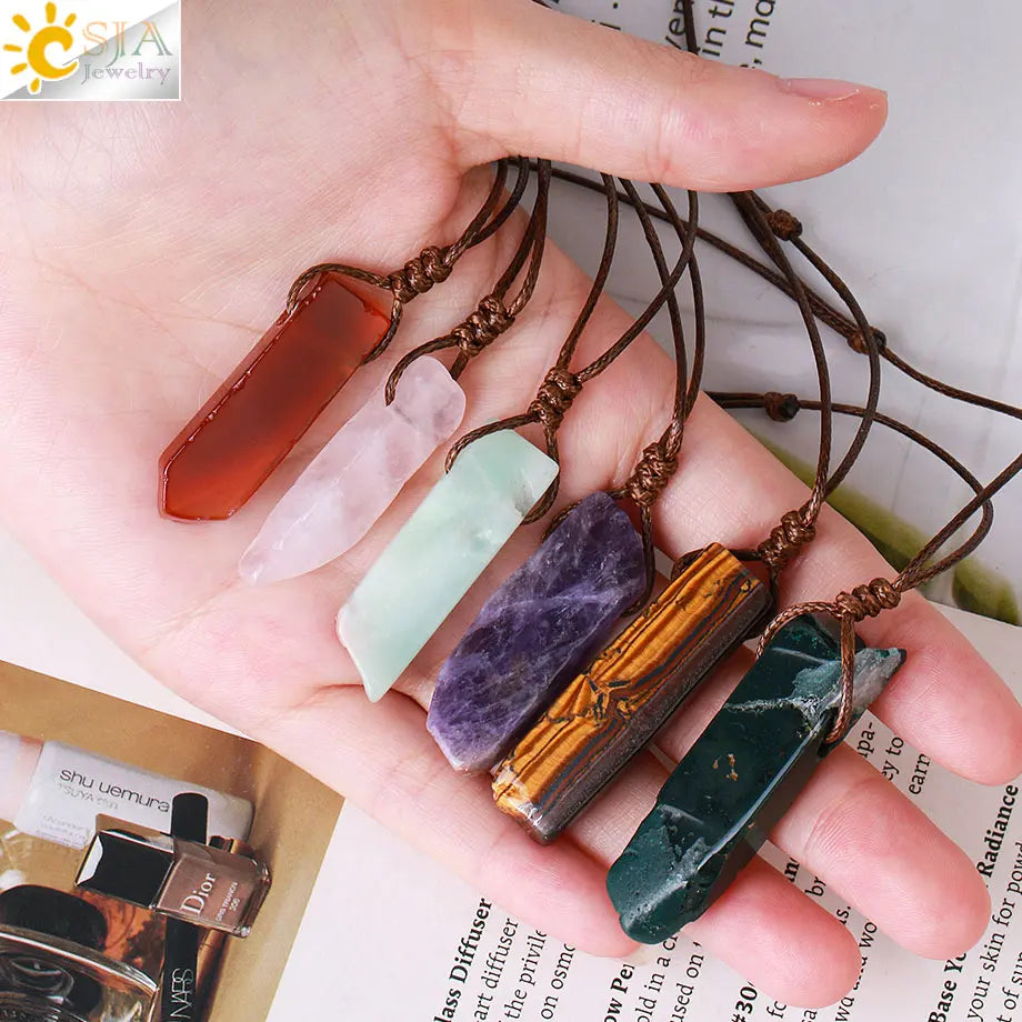 Healing Crystal Slice Pendant Necklaces Midnightt Light