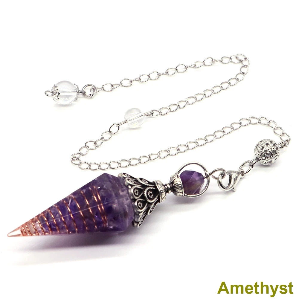 Healing Spiritual Divination Crystal Hexagonal Pointed Pendulums Midnightt Light