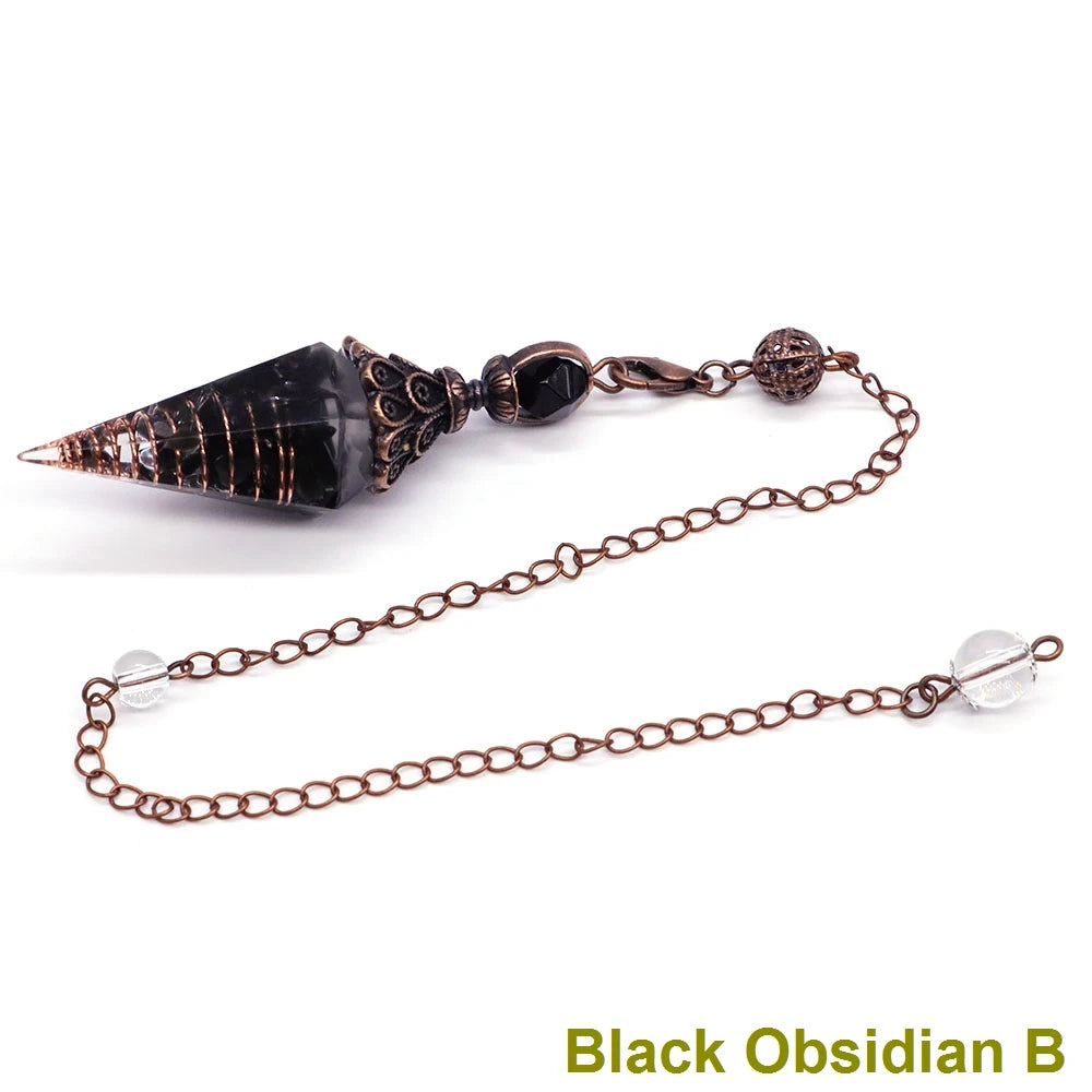 Healing Spiritual Divination Crystal Hexagonal Pointed Pendulums Midnightt Light