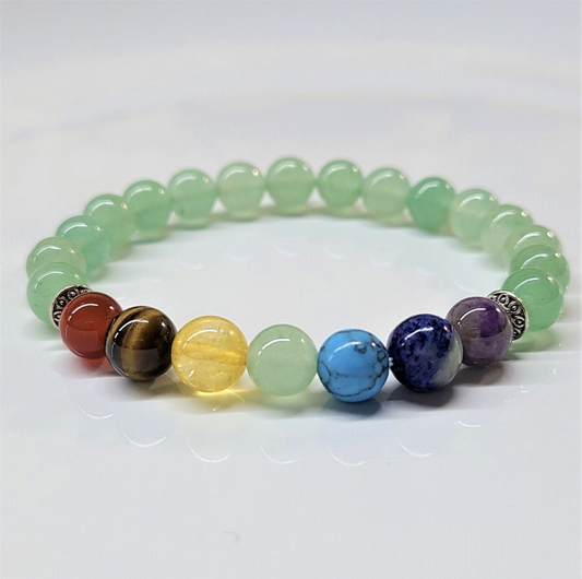 Aventurine Chakra Round Bead Bracelet 8mm - Lucky Leadership Sacred Crystals
