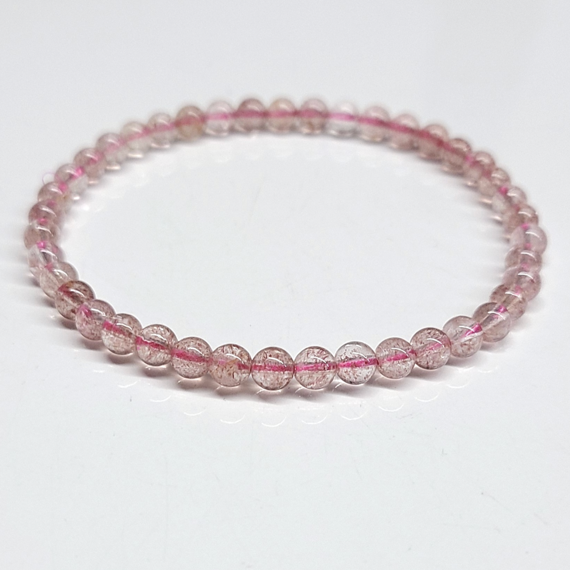 Strawberry Quartz Round Bead Bracelet - Soulmate Magnetism Sacred Crystals