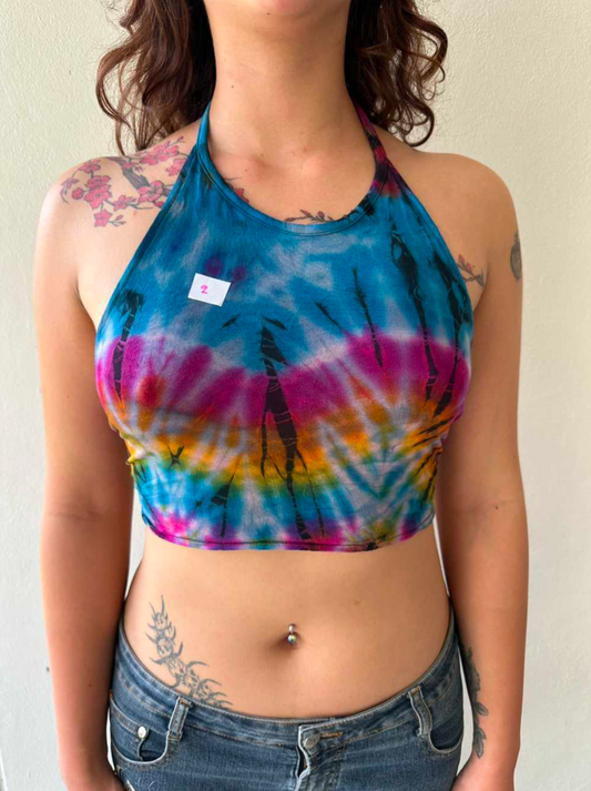 Tie Dye Halter Crop Top - Festival Boho Style Sacred Crystals