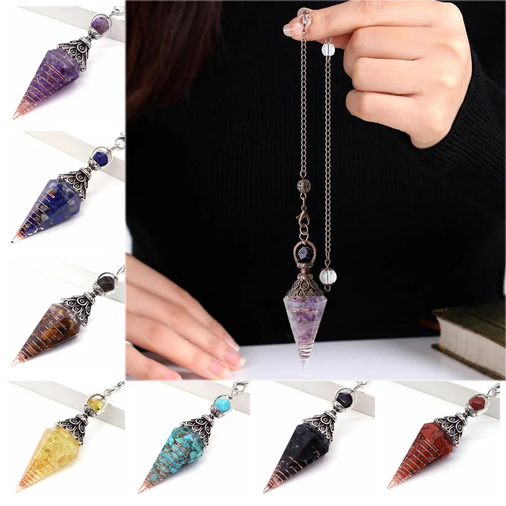 Healing Spiritual Divination Crystal Hexagonal Pointed Pendulums Midnightt Light