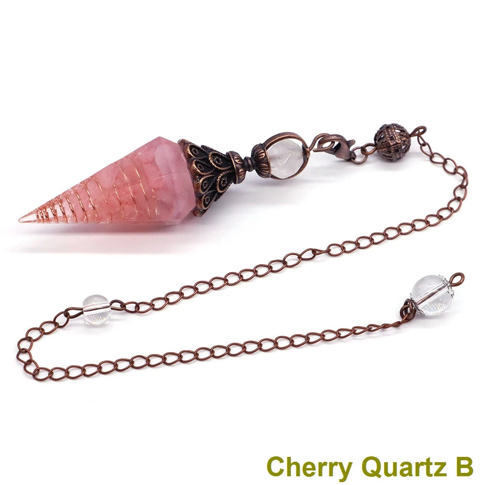 Healing Spiritual Divination Crystal Hexagonal Pointed Pendulums Midnightt Light