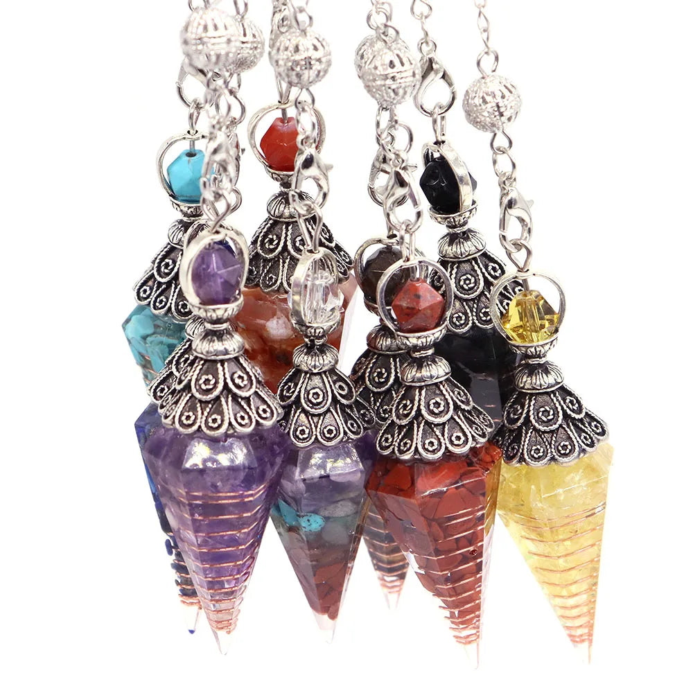 Healing Spiritual Divination Crystal Hexagonal Pointed Pendulums Midnightt Light