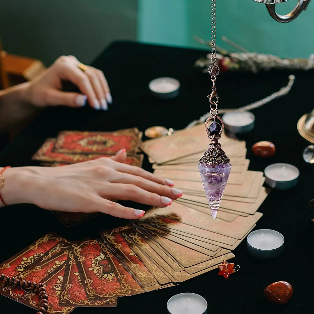 Healing Spiritual Divination Crystal Hexagonal Pointed Pendulums Midnightt Light