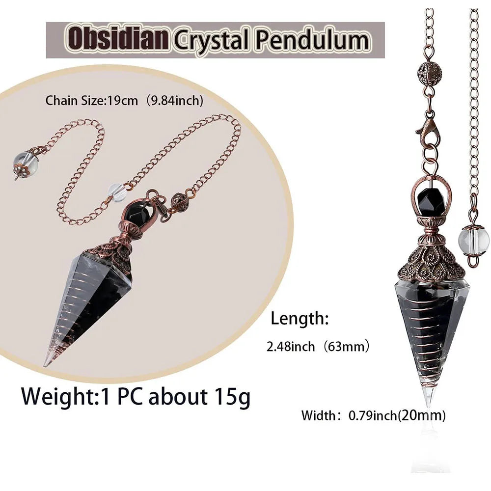 Healing Spiritual Divination Crystal Hexagonal Pointed Pendulums Midnightt Light