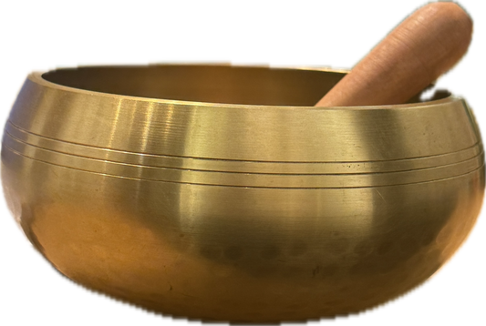 Tibetan Singing Bowl - 5.5" Hand Hammered Gold Sacred Crystals