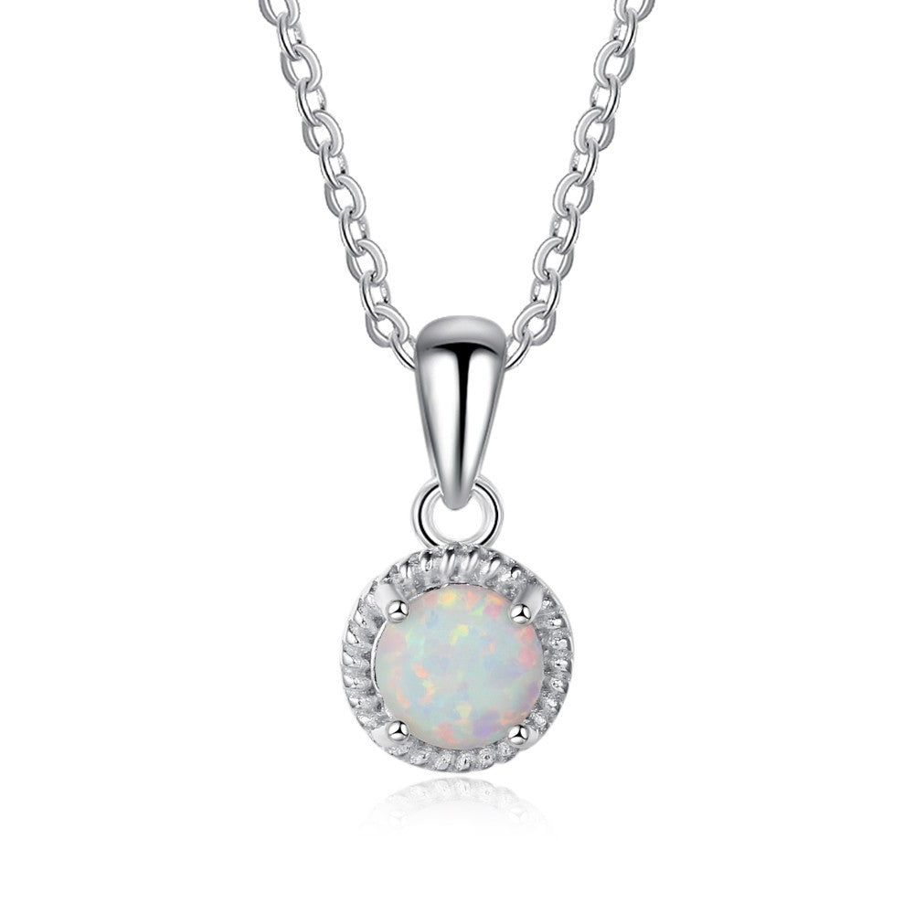 Opal Silver Necklace Midnightt Light