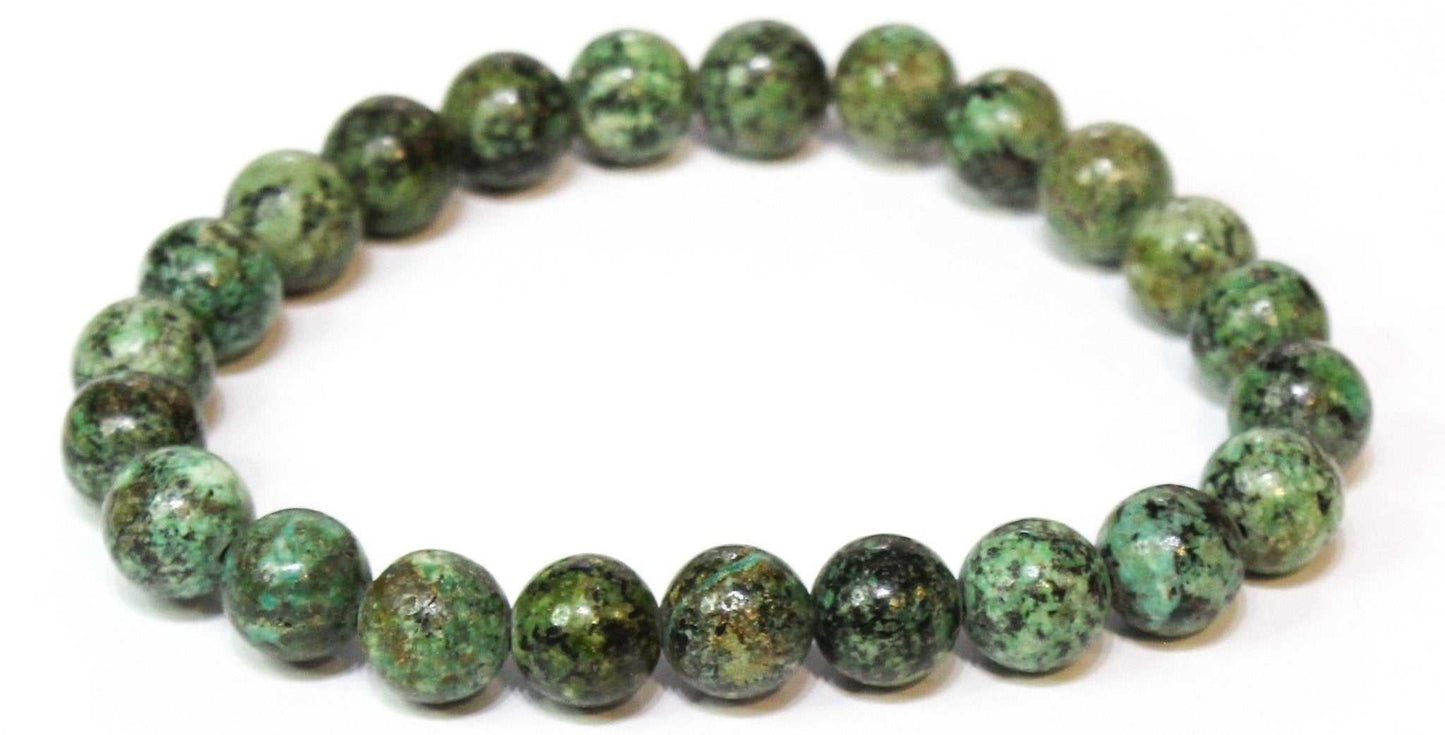 African Turquoise Round Bead Bracelet - Evolutionary Growth Sacred Crystals