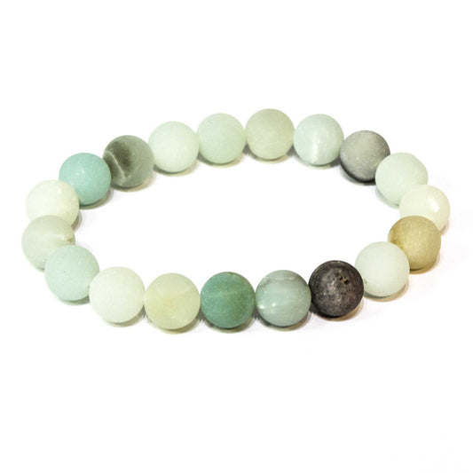 Amazonite (Matte) Round Bead Bracelet - Calming Truth Sacred Crystals