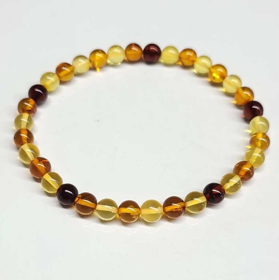 Amber Round Bead Bracelet 6mm - Ancient Release Sacred Crystals