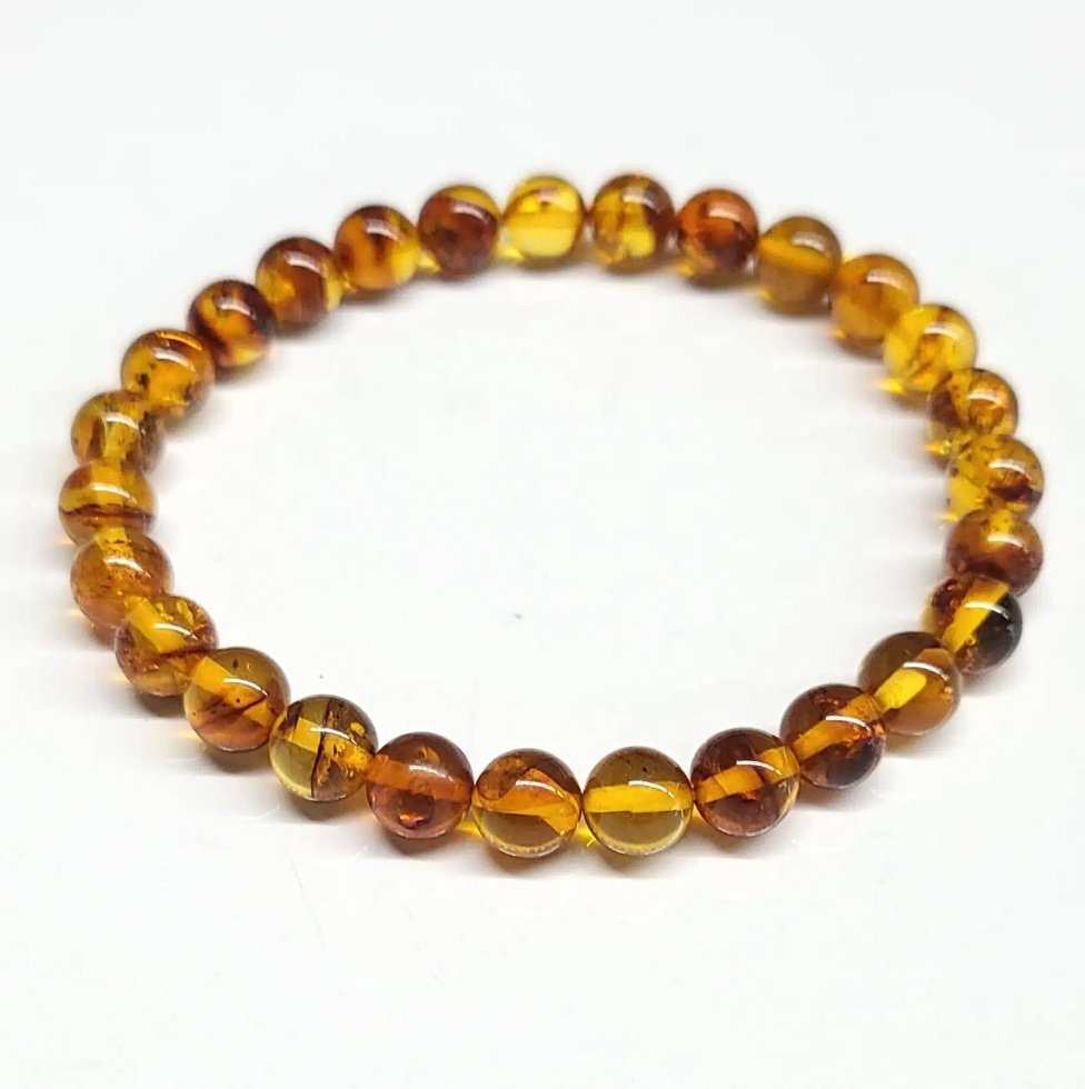 Amber Round Bead Bracelet 6mm - Ancient Release Sacred Crystals