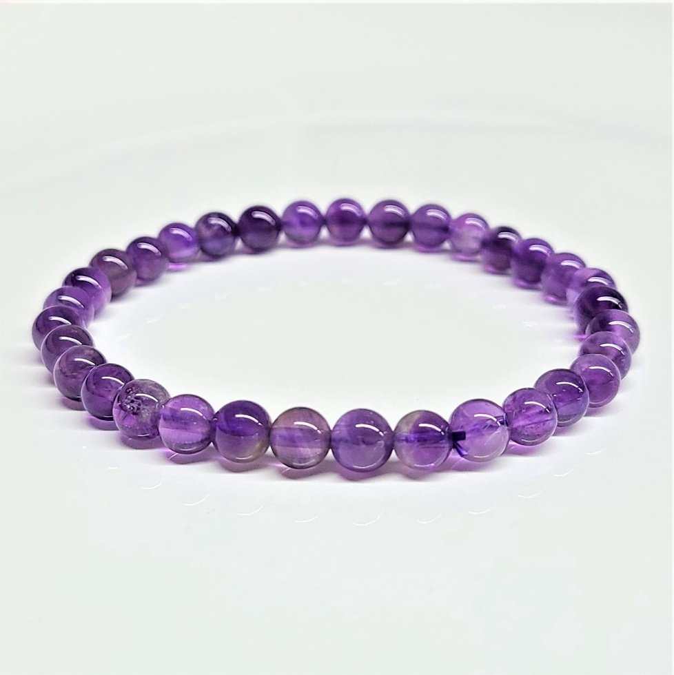 Amethyst Round Bead Bracelet - Spiritual Protection Sacred Crystals