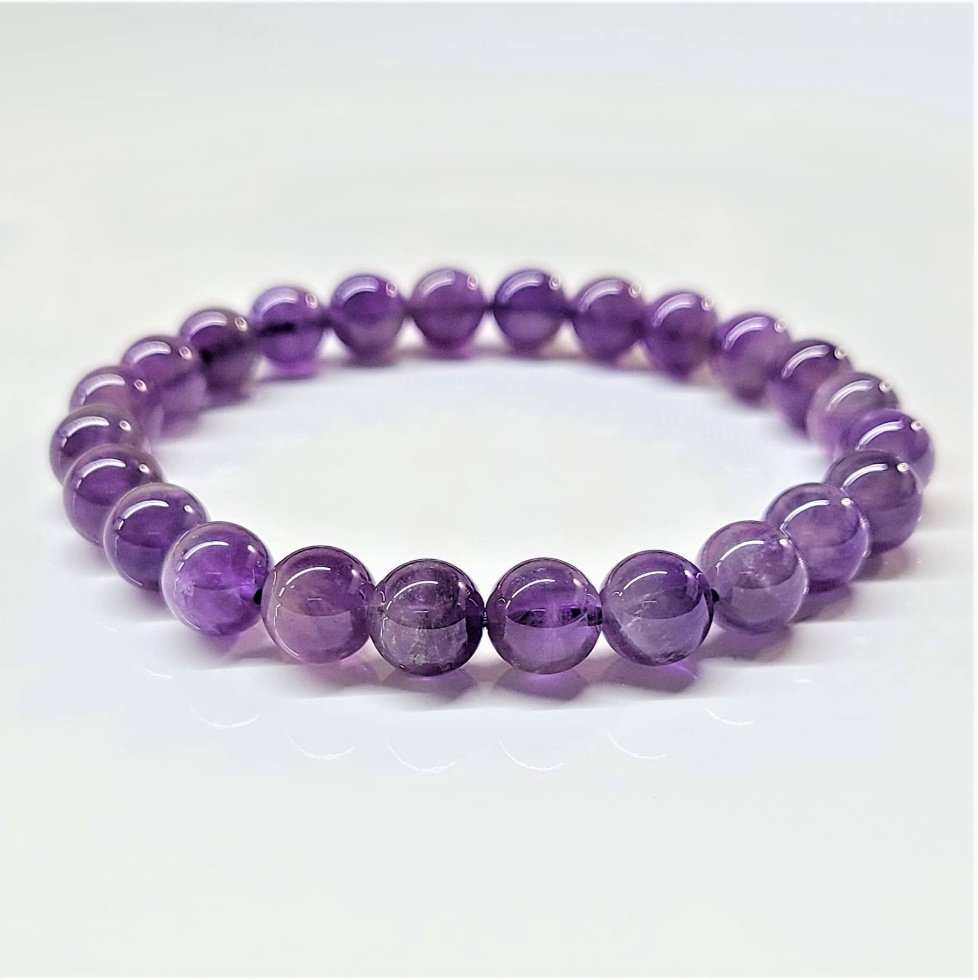 Amethyst Round Bead Bracelet - Spiritual Protection Sacred Crystals