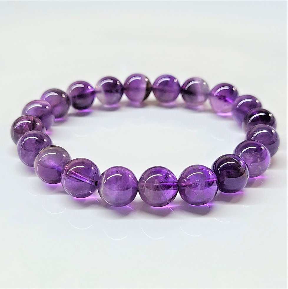 Amethyst Round Bead Bracelet - Spiritual Protection Sacred Crystals
