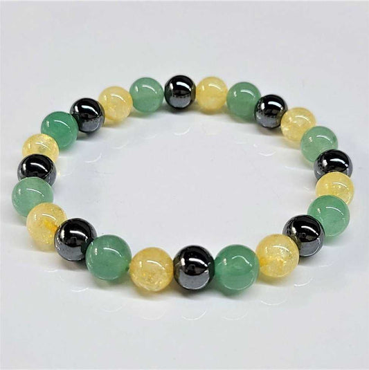 Aventurine, Citrine & Hematite Round Bead Bracelet 8mm - Abundance Always Sacred Crystals