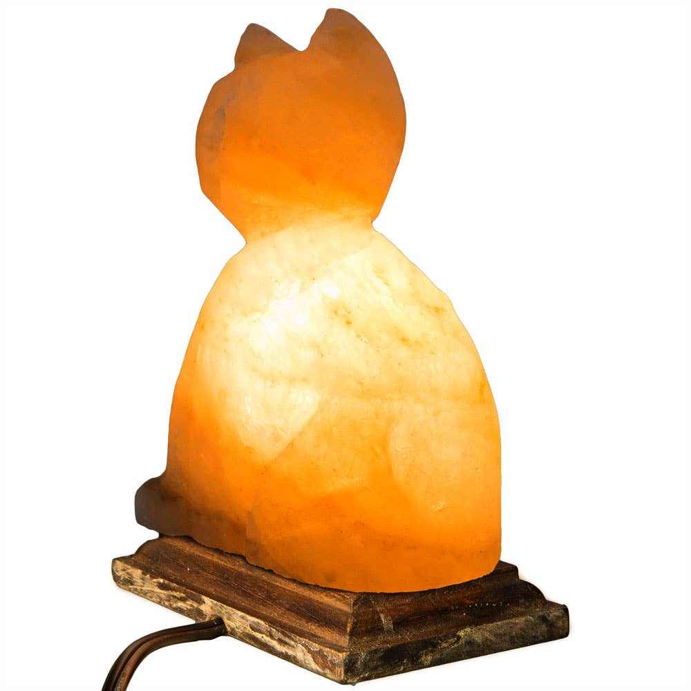 Cat Shaped Salt Lamp  - 10" avg. - Cord, Bulb, Dimmer Sacred Crystals