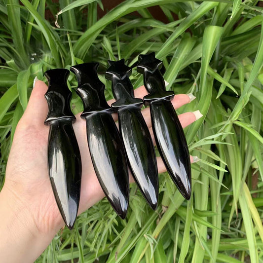 Black Obsidian Crystal Dagger Midnightt Light
