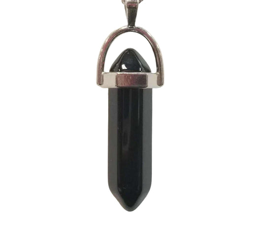 Black Agate Bullet Point Necklace Sacred Crystals
