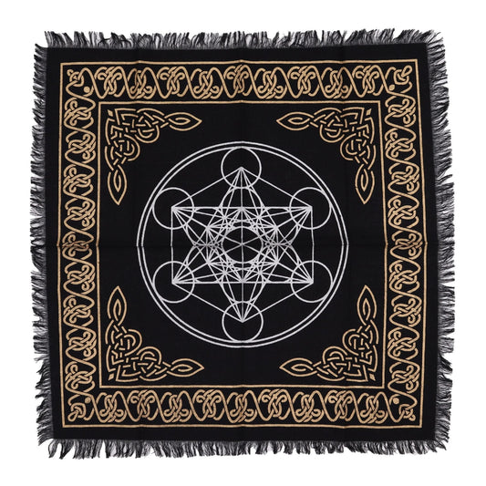 Esoteric Fringed Altar Cloth - Chakra Chart Midnightt Light