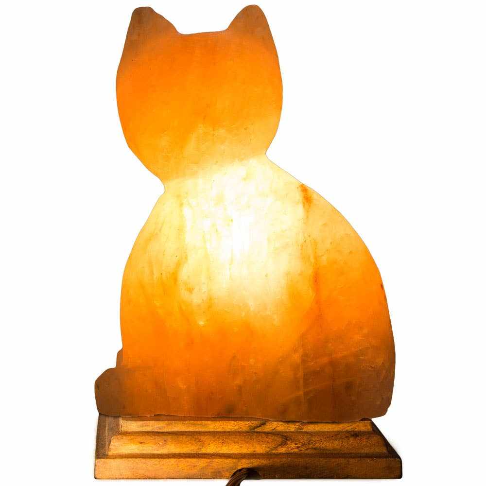 Cat Shaped Salt Lamp  - 10" avg. - Cord, Bulb, Dimmer Sacred Crystals
