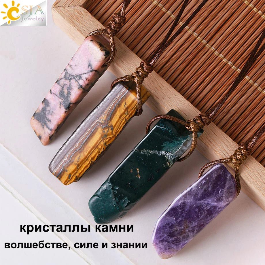 Healing Crystal Slice Pendant Necklaces Midnightt Light