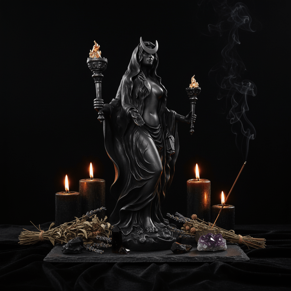 Hekate Statue Altar Scene
