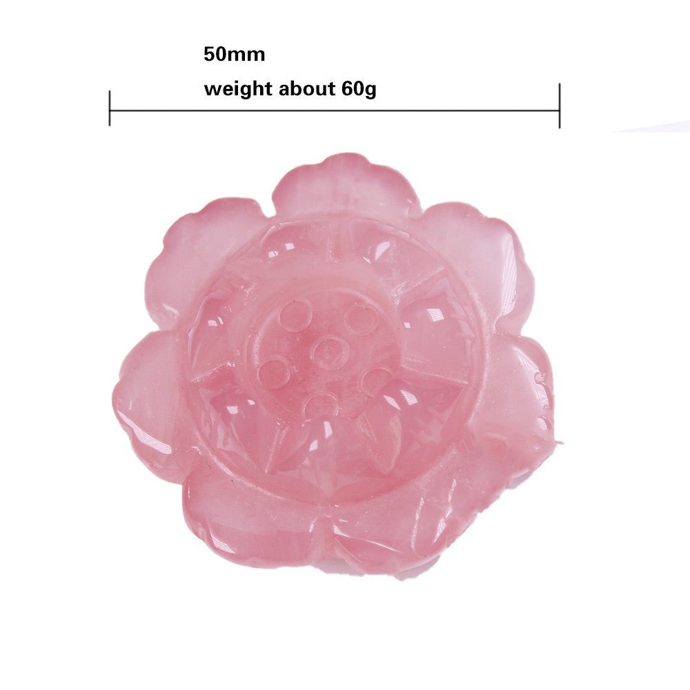 Natural Rose Quartz Lotus Carved Crystal Midnightt Light