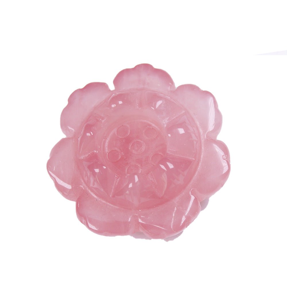 Natural Rose Quartz Lotus Carved Crystal Midnightt Light