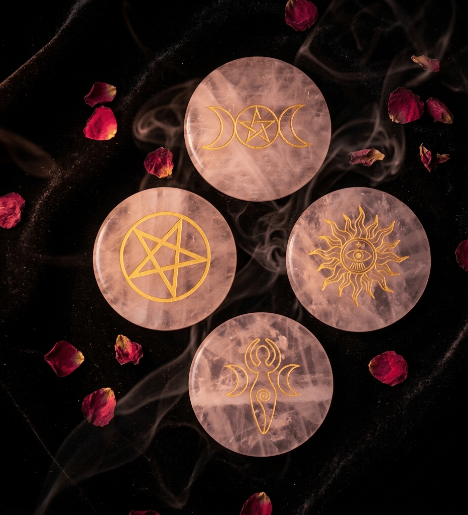 Natural Rose Quartz Symbol Carved Crystal | Love, Compassion & Intentional Magic