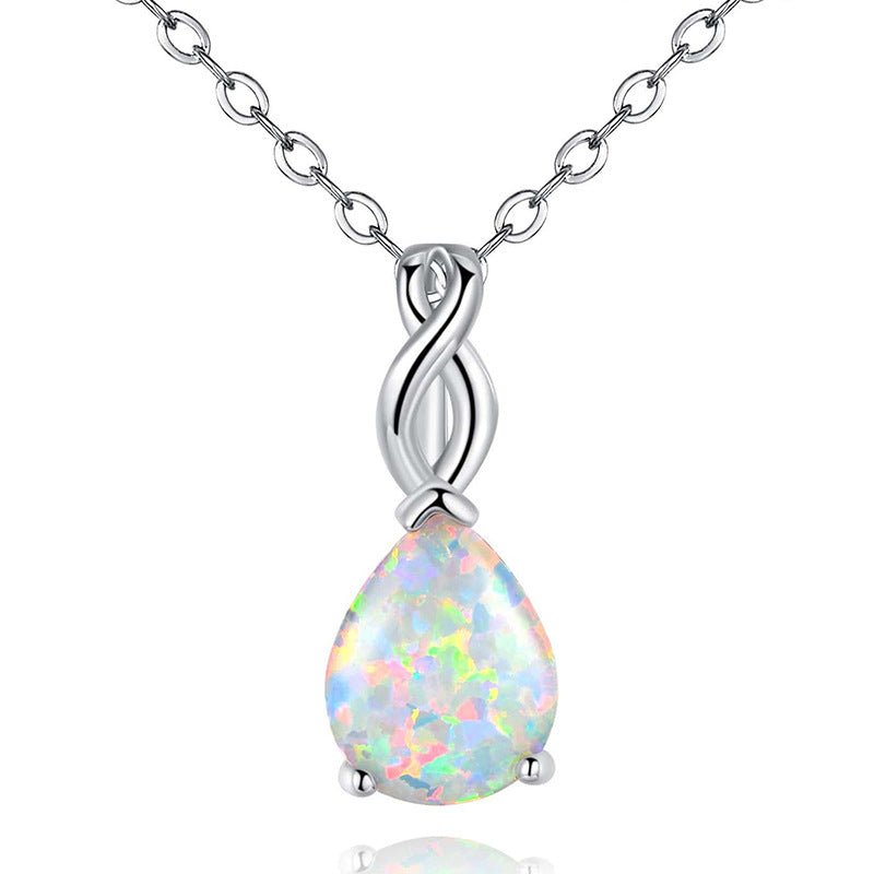 Opal Pendant Necklace Midnightt Light